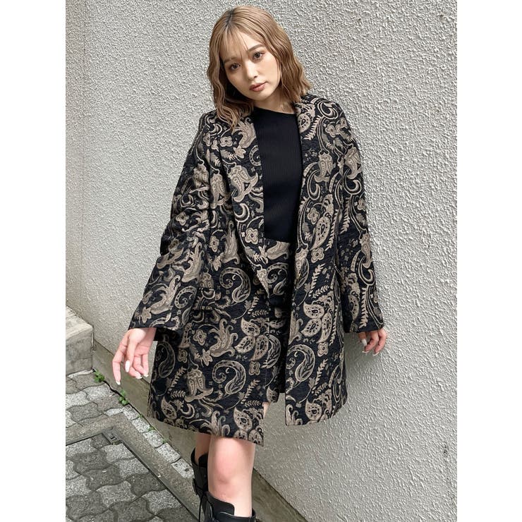 YUKKOコラボ】レースアップジャガードミニスカート【セットアップ着用