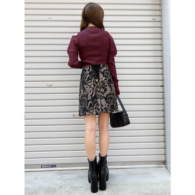 ✨即購入OK✨【新品】MURUA　レースアップジャガードミニスカート YUKKOコラボ】レースアップジャガードミニスカート【セットアップ着用