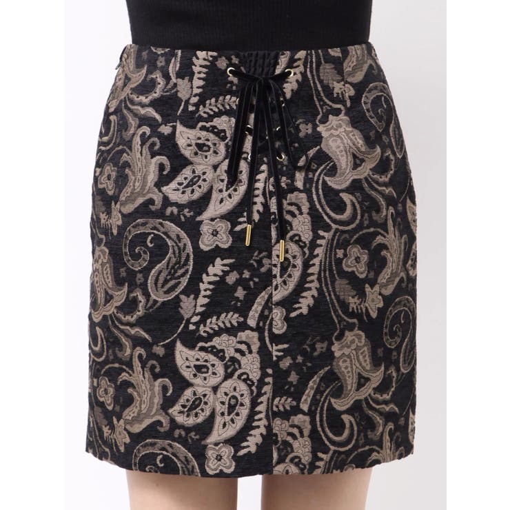 YUKKOコラボ】レースアップジャガードミニスカート【セットアップ着用