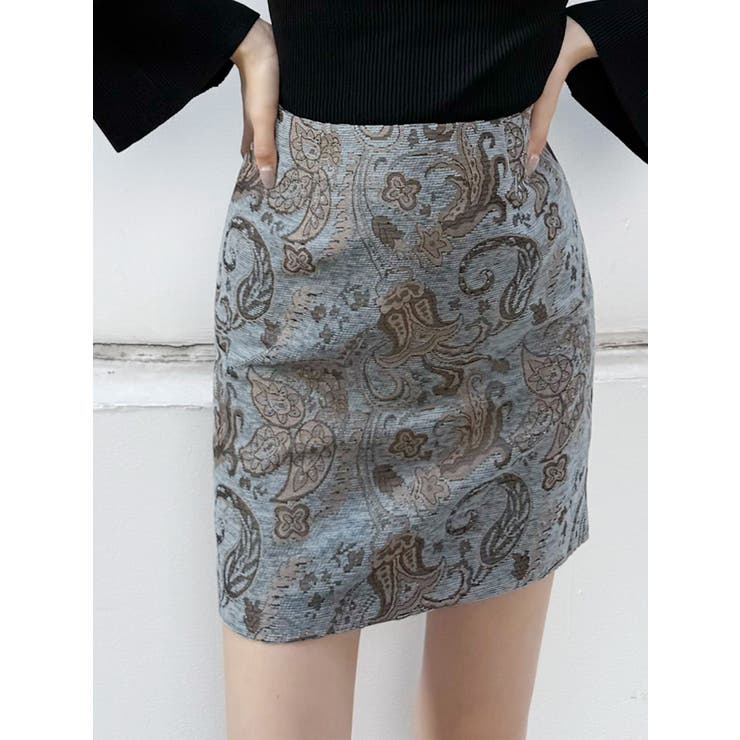 YUKKOコラボ】レースアップジャガードミニスカート【セットアップ着用