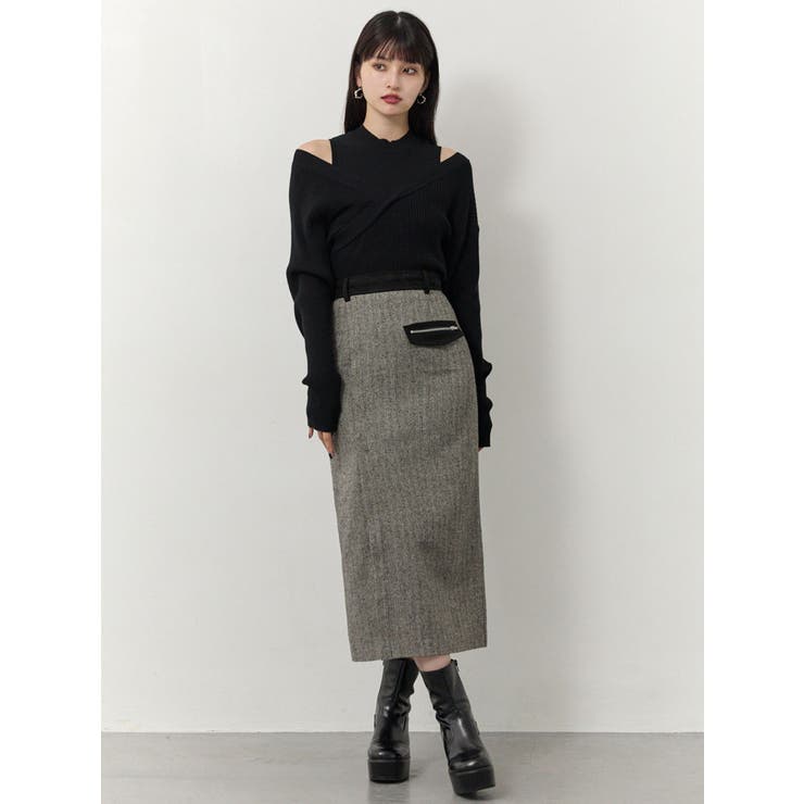 MIXパターンスリットナロースカート | MURUA | 詳細画像3 