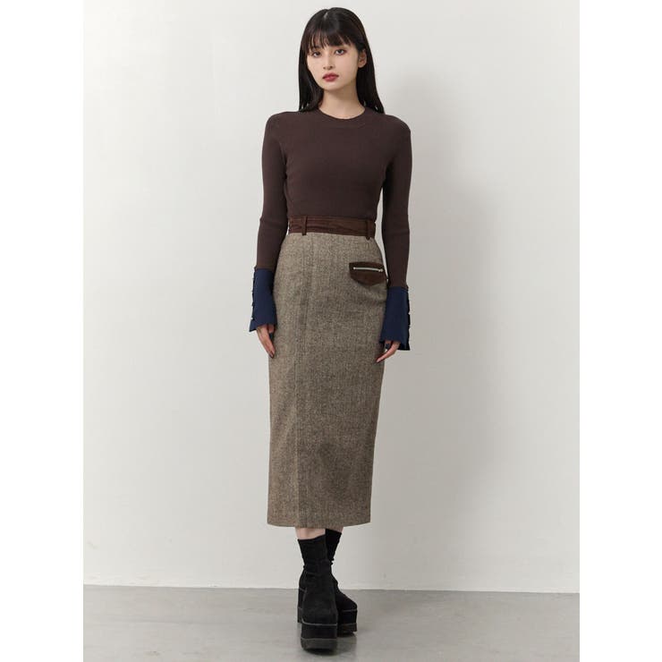 MIXパターンスリットナロースカート | MURUA | 詳細画像6 