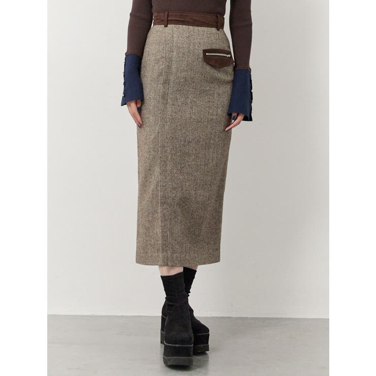 ブラウン | MIXパターンスリットナロースカート | MURUA