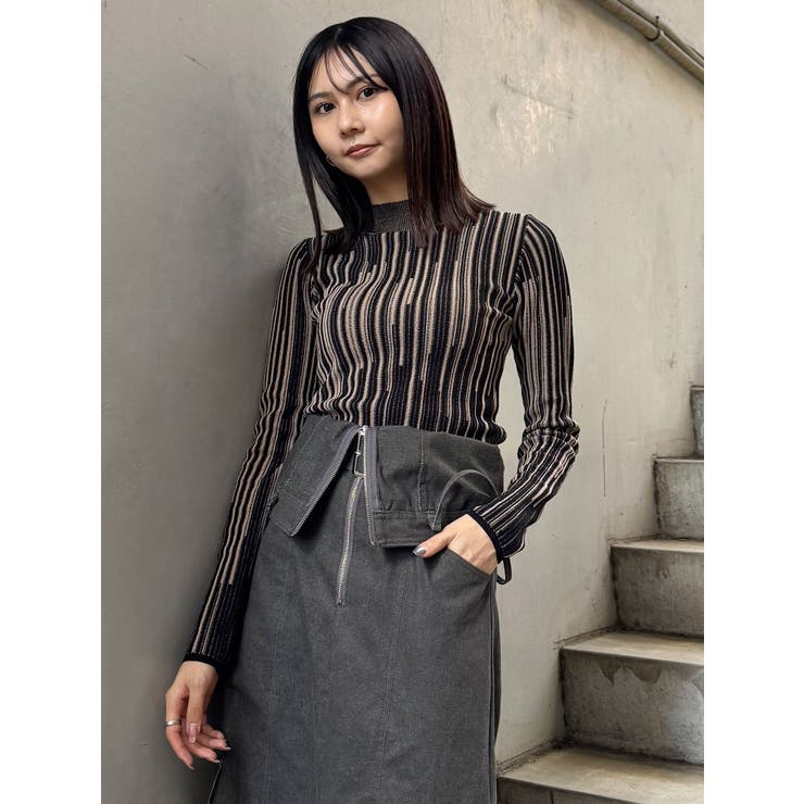 グラデーションリブカラーニット[品番：MKSW0065504]｜MURUA