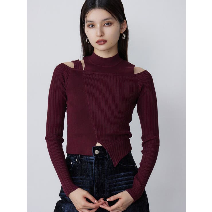 ボルドー | ショルダーカットリブニット | MURUA