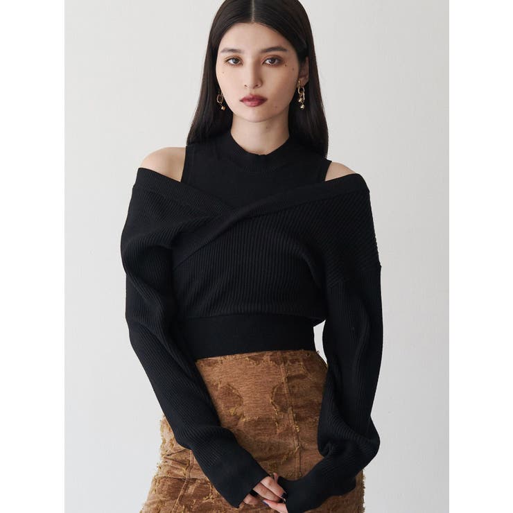 ブラック | カシュクールドッキングニット | MURUA