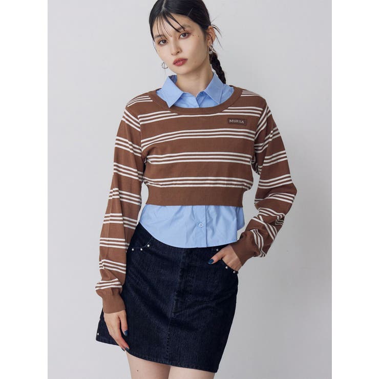 ブラウン | シャツレイヤードマルチウェイニット | MURUA