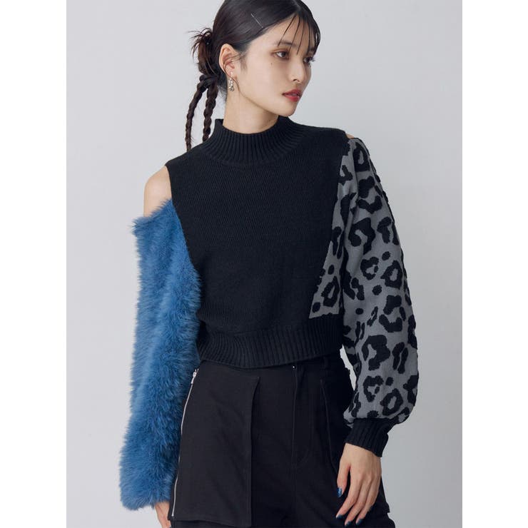 ブラック | アシメフクレジャガードニット | MURUA