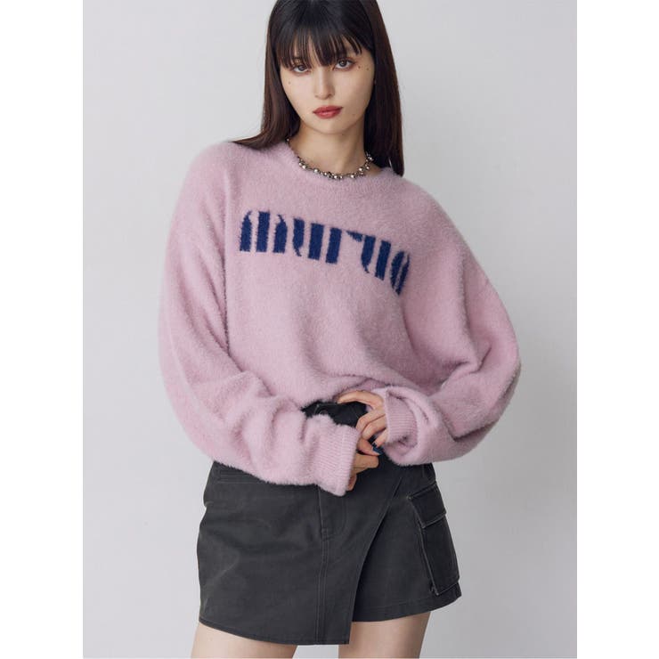 ピンク | ラウンドロゴシャギーニット | MURUA