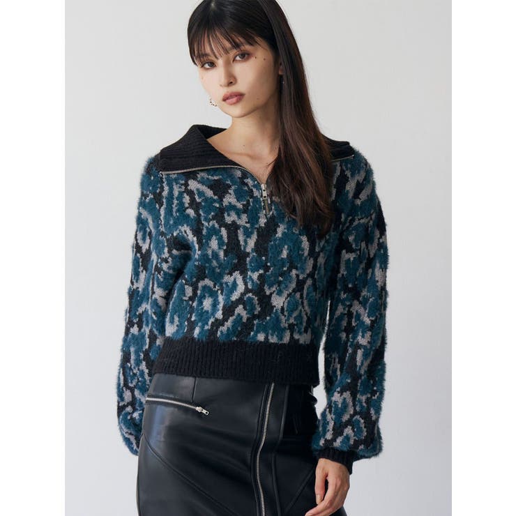 ブラック | マルチヤーンハーフジップニット | MURUA