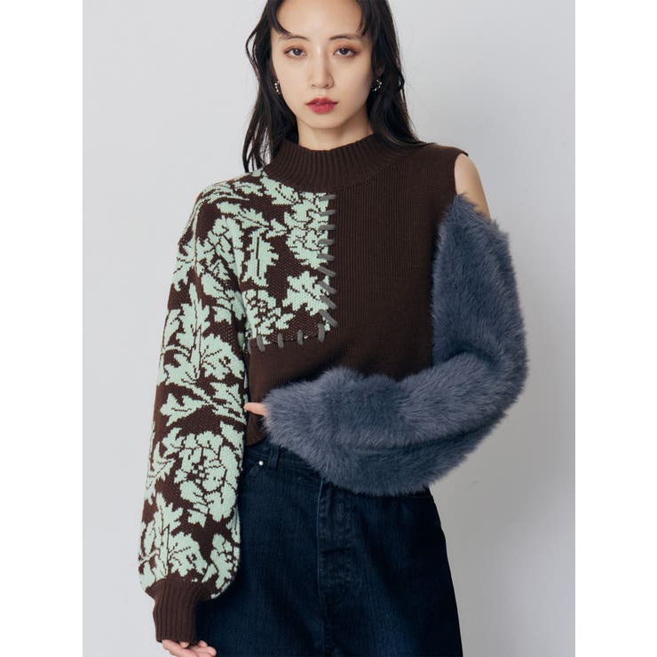 ブラウン | ショルダーフラワーシャギーニット | MURUA