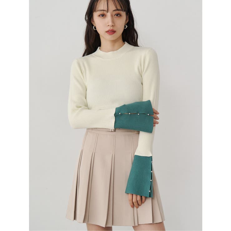 ホワイト | フレアスリーブアクセントニット | MURUA