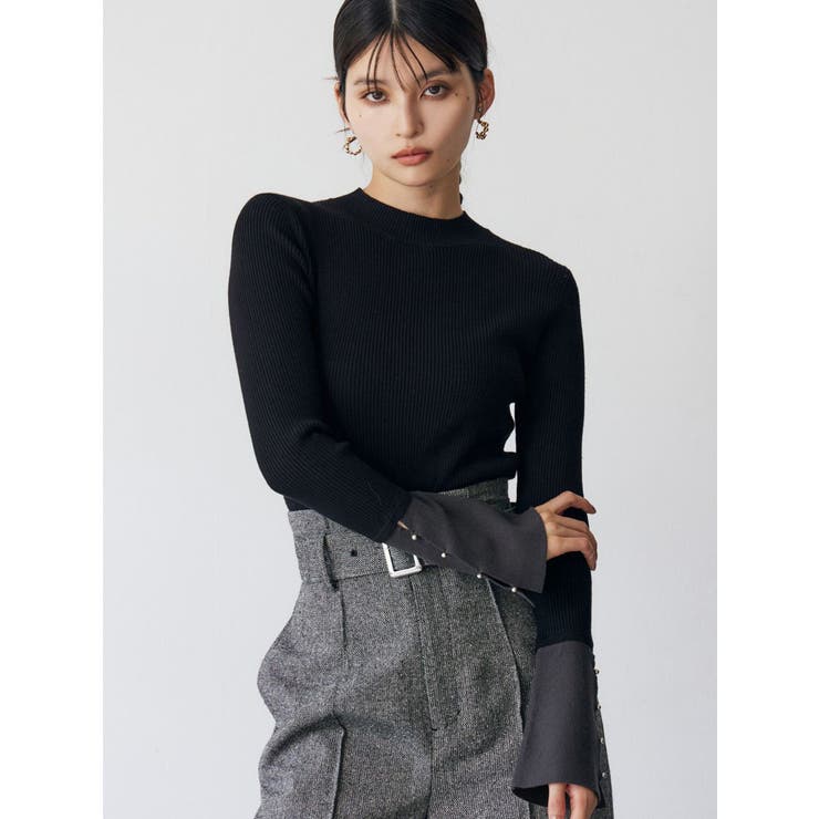 ブラック | フレアスリーブアクセントニット | MURUA