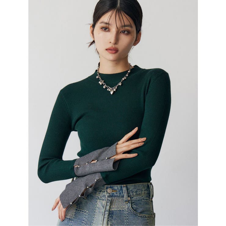 グリーン | フレアスリーブアクセントニット | MURUA