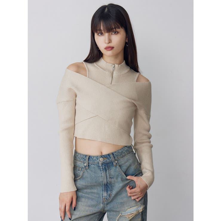 カシュクールハーフジップトップス | MURUA | 詳細画像16 