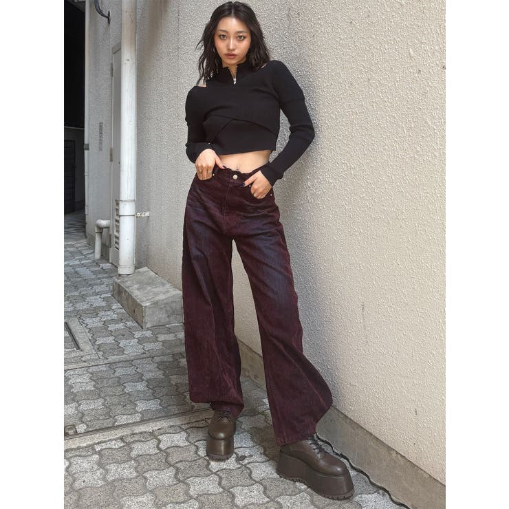 カシュクールハーフジップトップス[品番：MKSW0066961]｜MURUA