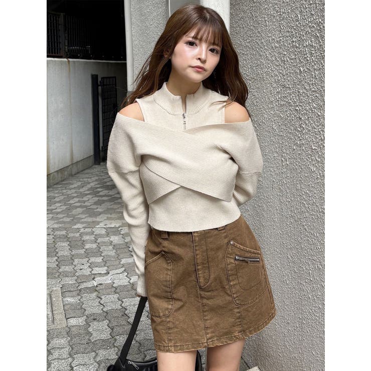 カシュクールハーフジップトップス | MURUA | 詳細画像30 