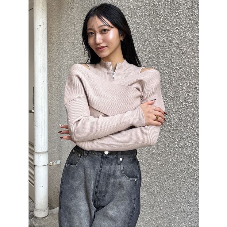 カシュクールハーフジップトップス | MURUA | 詳細画像4 