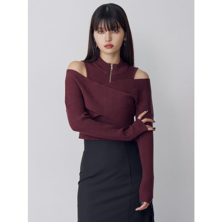 カシュクールハーフジップトップス | MURUA | 詳細画像5 