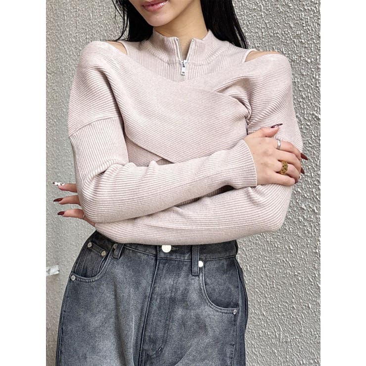 ピンク | カシュクールハーフジップトップス | MURUA