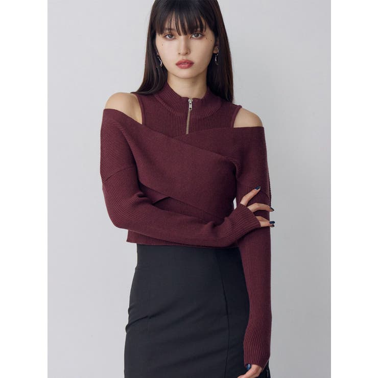 ボルドー | カシュクールハーフジップトップス | MURUA