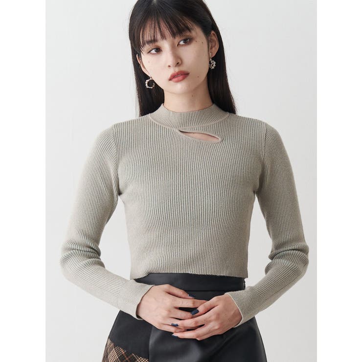 Malymoon ニットトップレザーグロスウルフ クロップトメランジニット[品番：MKSW0055729]｜MURUA（ムルーア