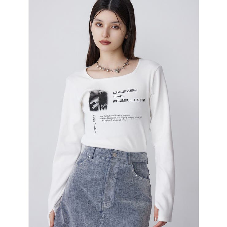 ホワイト | クロップドメッセージトップス | MURUA