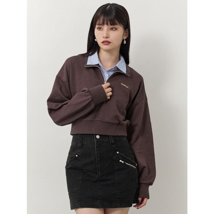 シャツレイヤードハーフジップスウェット | MURUA | 詳細画像15 