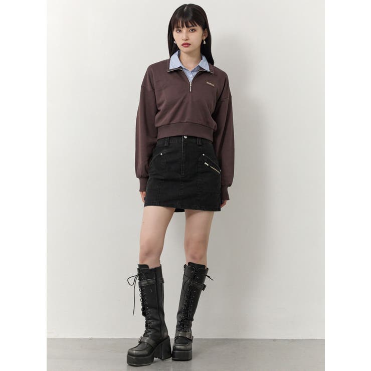 シャツレイヤードハーフジップスウェット | MURUA | 詳細画像16 