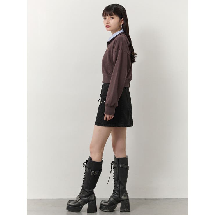 シャツレイヤードハーフジップスウェット | MURUA | 詳細画像17 