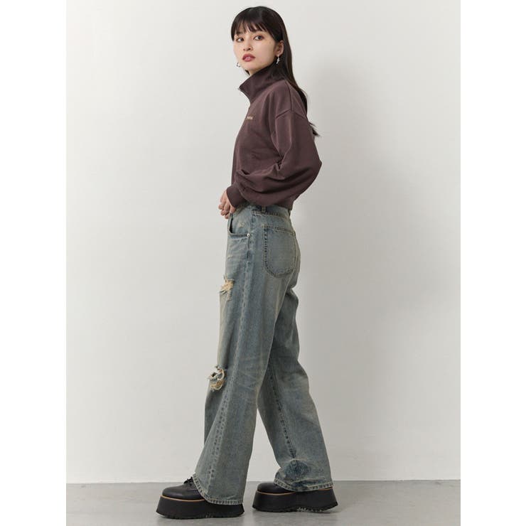 シャツレイヤードハーフジップスウェット | MURUA | 詳細画像24 