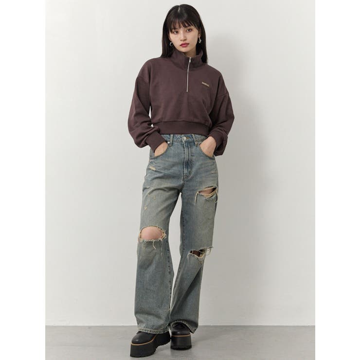 シャツレイヤードハーフジップスウェット | MURUA | 詳細画像25 