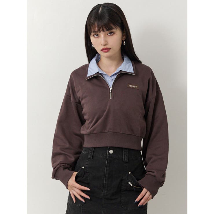 シャツレイヤードハーフジップスウェット | MURUA | 詳細画像3 