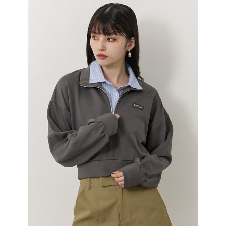 シャツレイヤードハーフジップスウェット | MURUA | 詳細画像4 