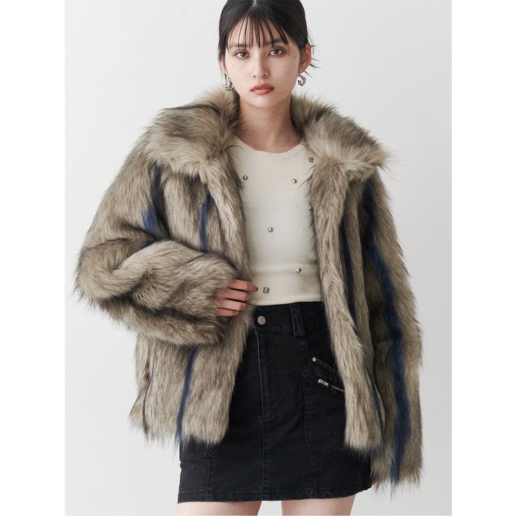 フェイクファーラインジャガードコート | MURUA | 詳細画像1 