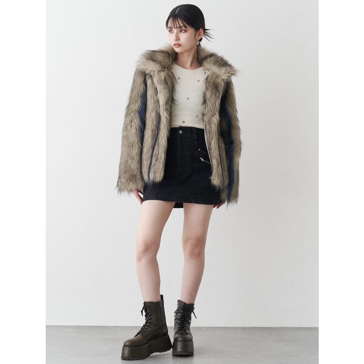 フェイクファーラインジャガードコート | MURUA | 詳細画像16 