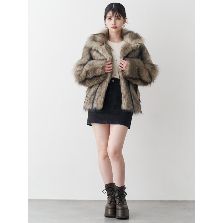 フェイクファーラインジャガードコート | MURUA | 詳細画像17 