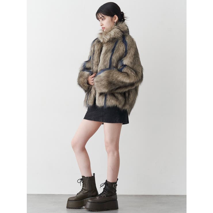 フェイクファーラインジャガードコート | MURUA | 詳細画像21 