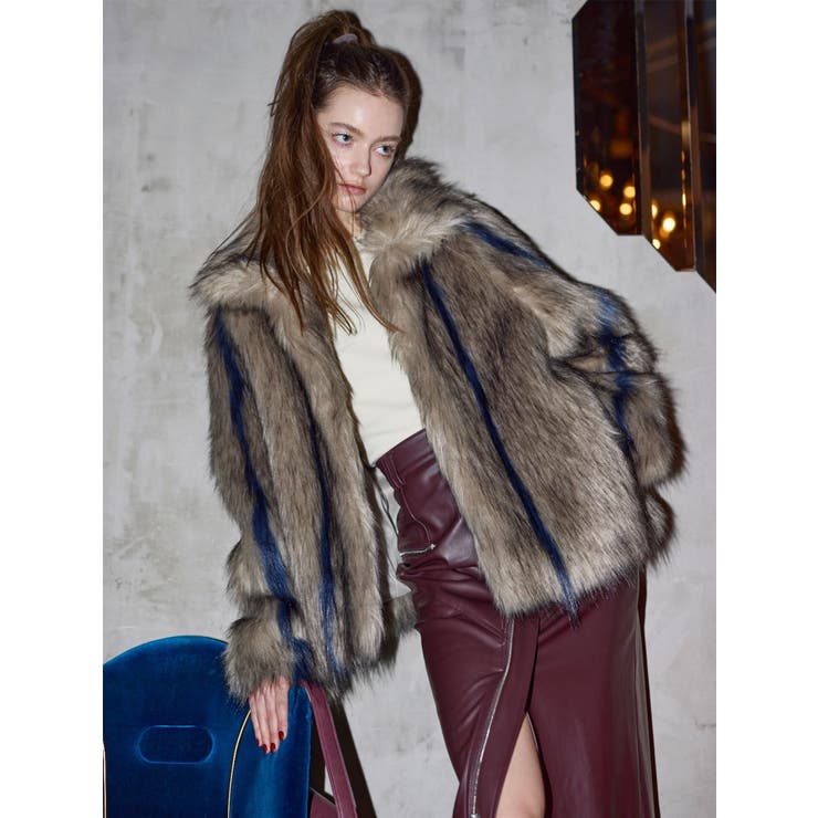 フェイクファーラインジャガードコート | MURUA | 詳細画像28 