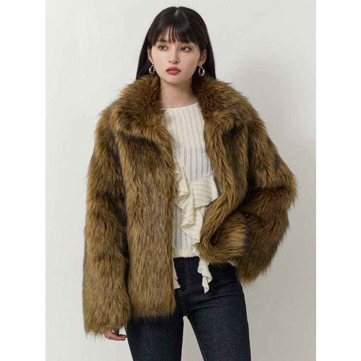 フェイクファーラインジャガードコート | MURUA | 詳細画像3 