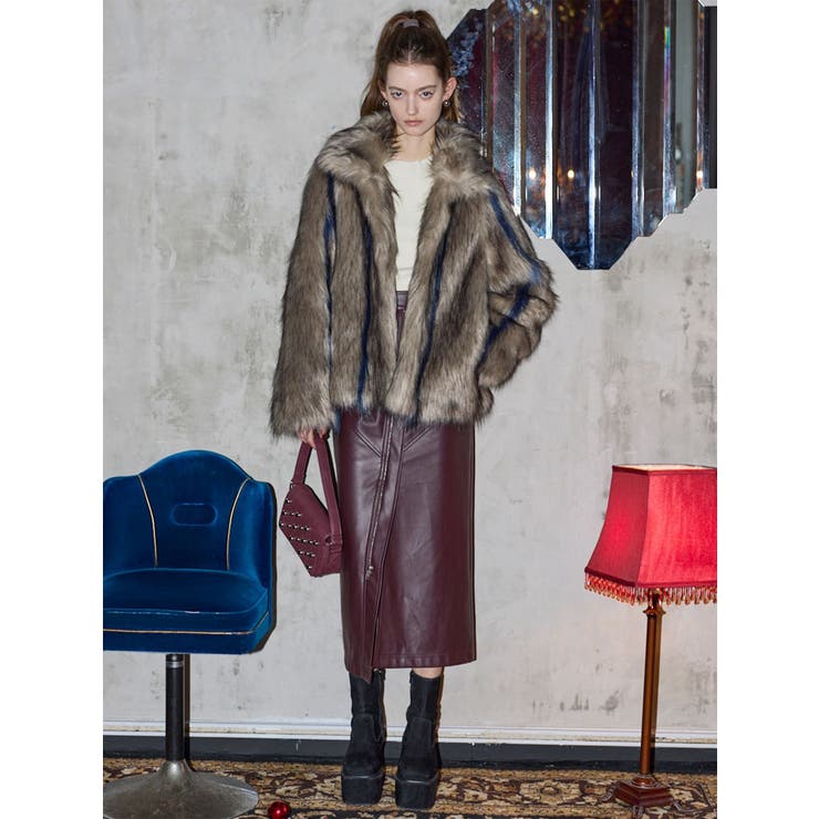 フェイクファーラインジャガードコート | MURUA | 詳細画像30 