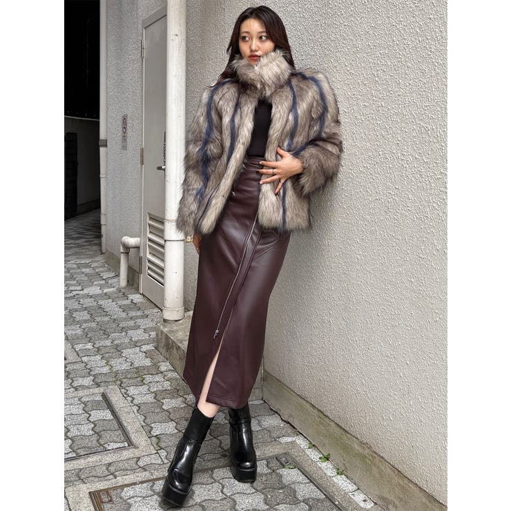 フェイクファーラインジャガードコート | MURUA | 詳細画像45 