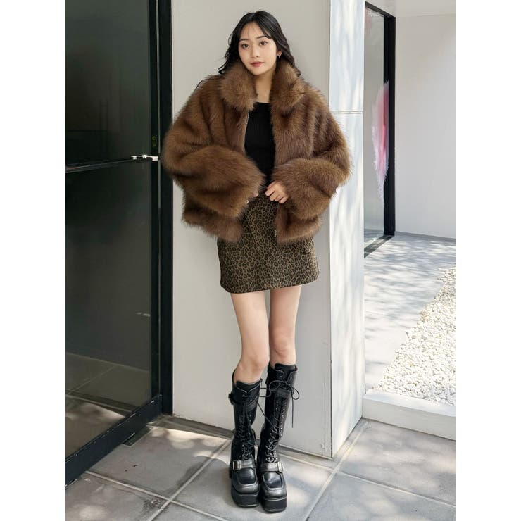 フェイクファーラインジャガードコート | MURUA | 詳細画像49 