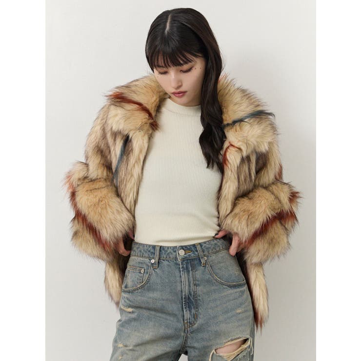 フェイクファーラインジャガードコート | MURUA | 詳細画像5 