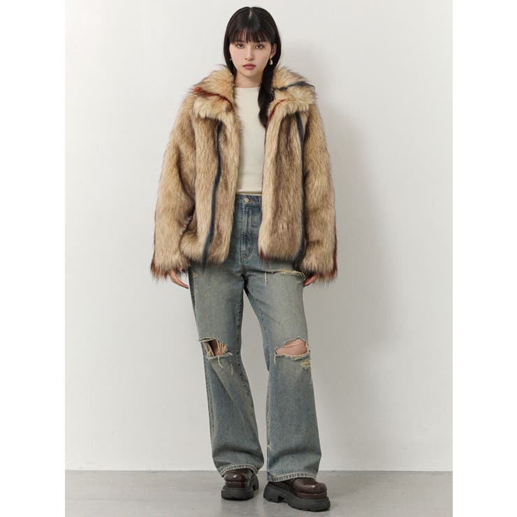 フェイクファーラインジャガードコート | MURUA | 詳細画像7 