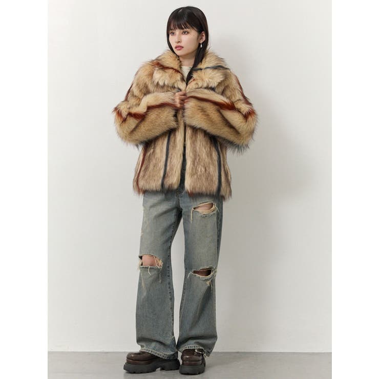 フェイクファーラインジャガードコート | MURUA | 詳細画像8 