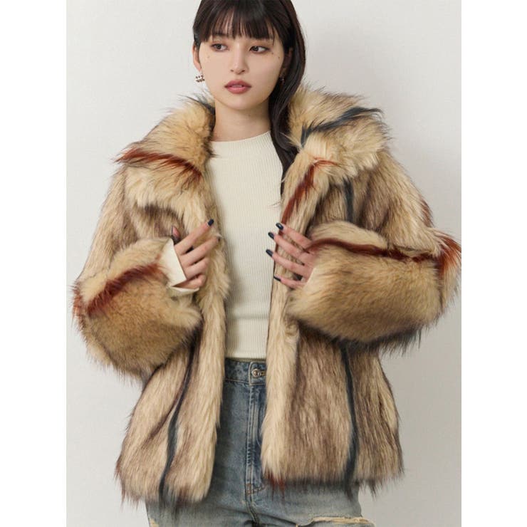 ライトミックス | フェイクファーラインジャガードコート | MURUA