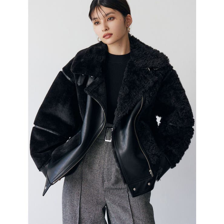 MOGA 黒 ファーコート ロング丈　ムートン　羊革　ブルーフォックス　女優 MOGA 黒 ファーコート ロング丈ムートン羊革ブルーフォックス女優