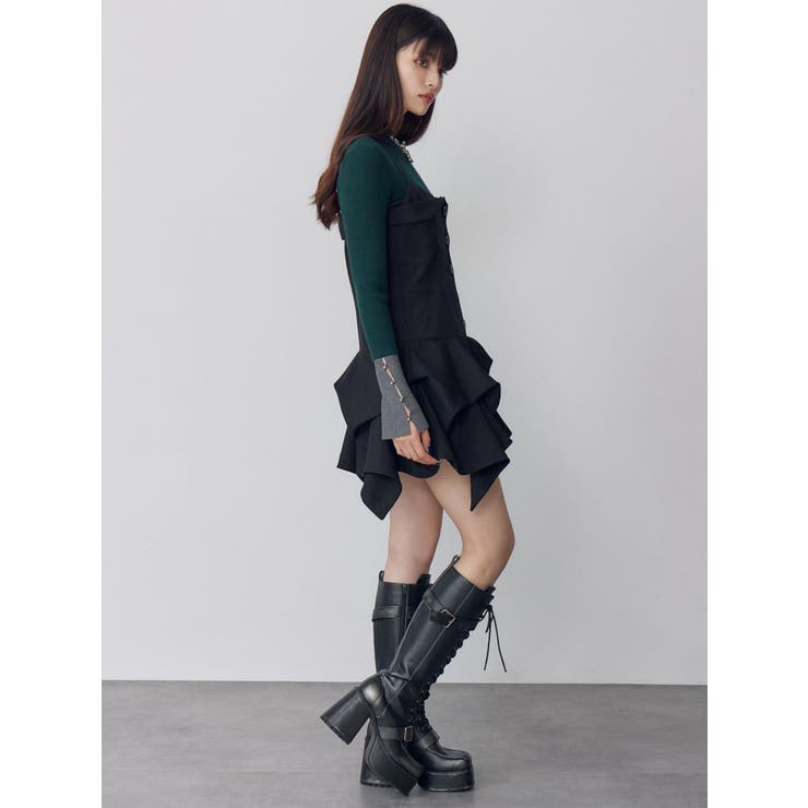 MURUA タックバルーンミニジャンスカ ブラックキャミワンピース タックバルーンミニジャンスカ[品番：MKSW0067103]｜MURUA（ムルーア