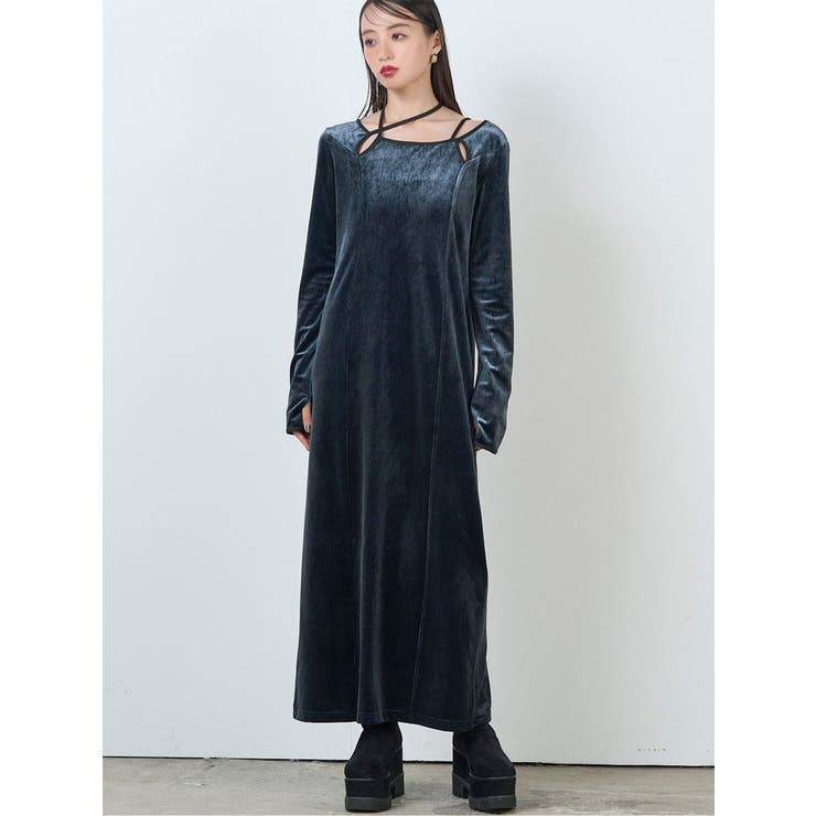 ブルー | ストリングベロアワンピース | MURUA